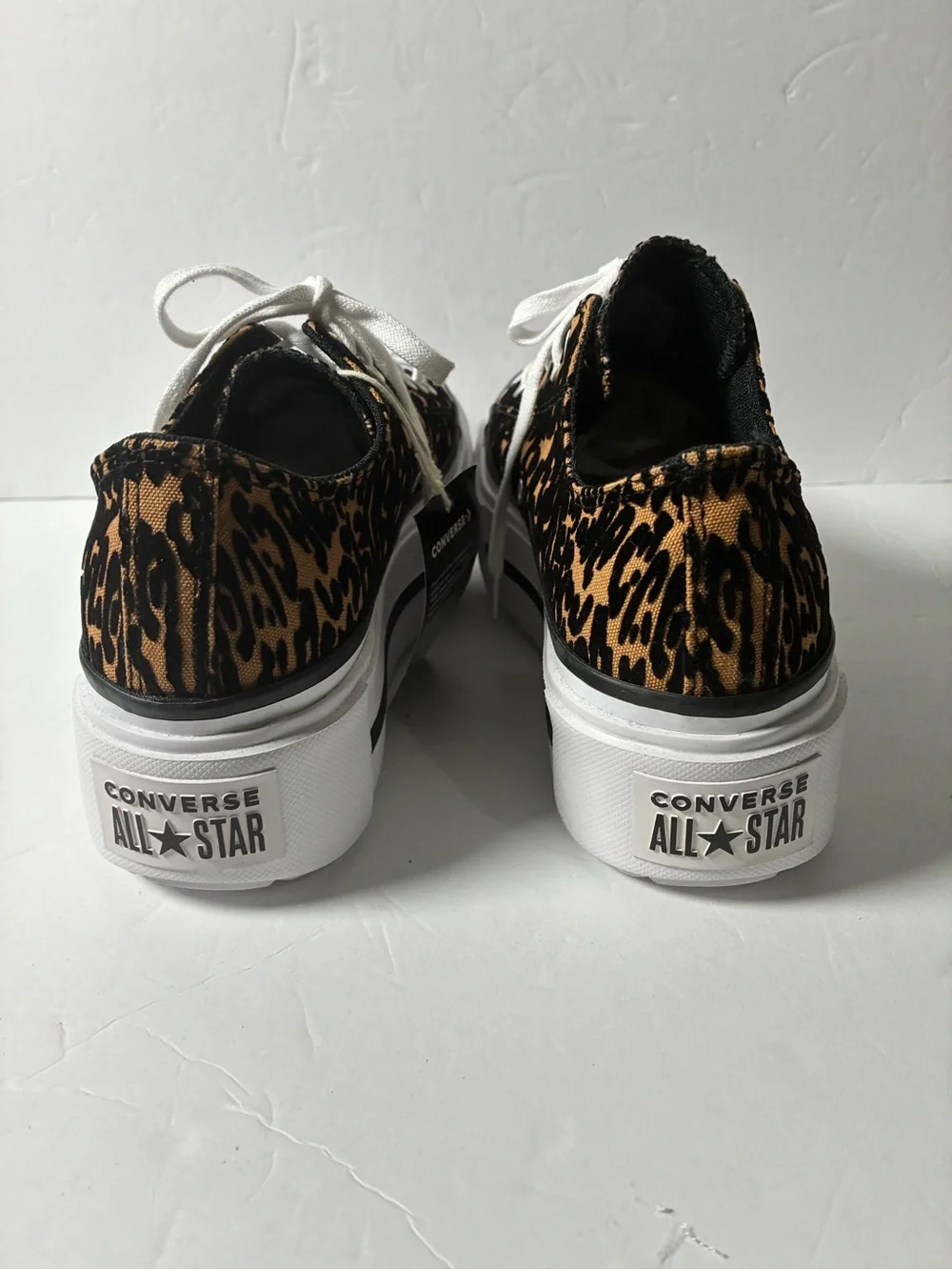 Converse Low Top Sneakers in Black, Brown & White Animal Print